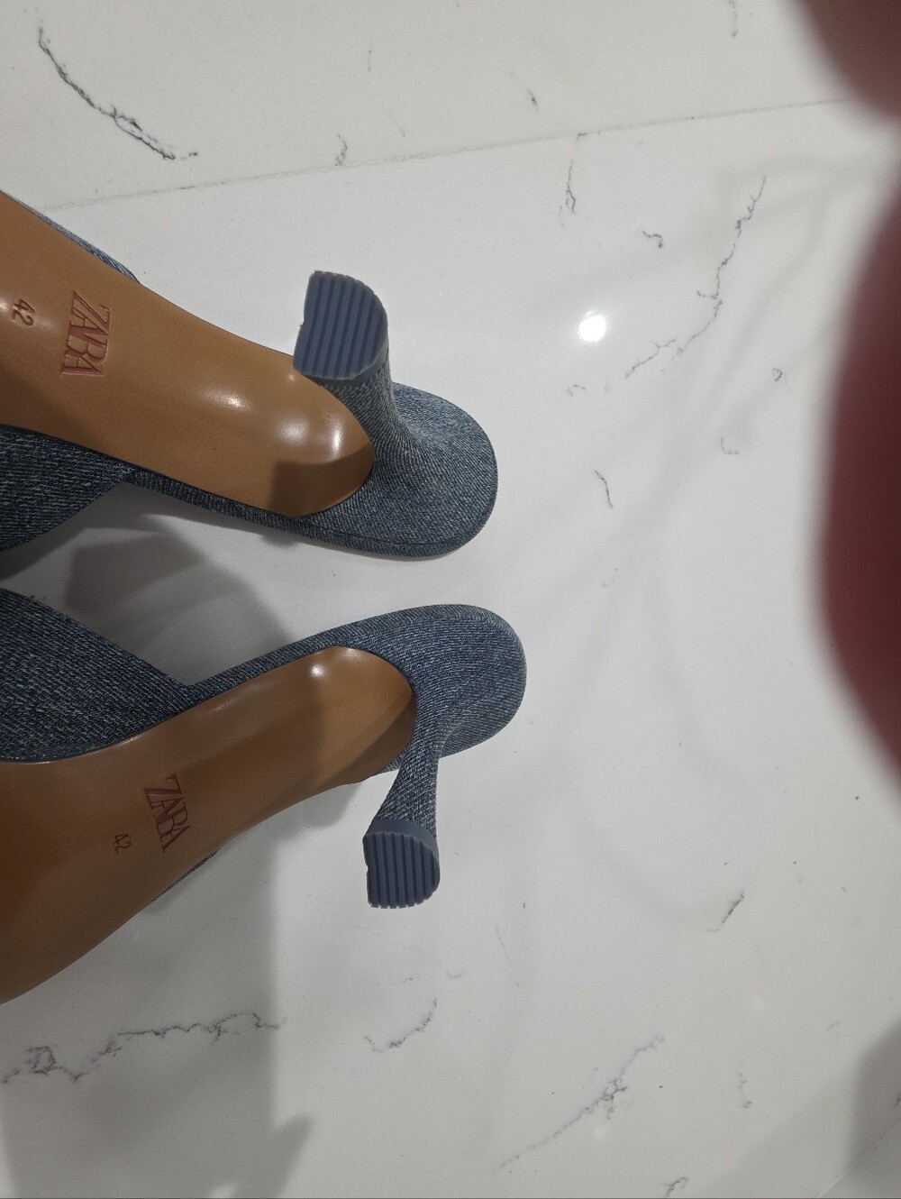 ZARA Blue Denim Heels Slide Sandals U.S. Size 11/42 Euro. NWOT. - Picture 7 of 8